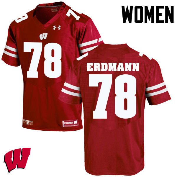 Wisconsin Badgers Women's #78 Jason Erdmann NCAA Under Armour Authentic Red College Stitched Football Jersey IX40F17OG